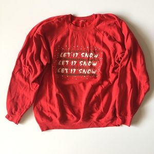Vintage 80s Let It Snow Red Sweatshirt L XL